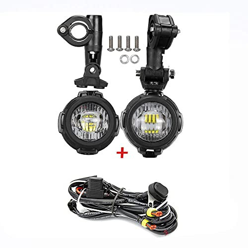 Zusätzliche LED-Scheinwerfer Tiefenscheinwerfer + Kabelsatz und Ein/Aus-Schalter für Motorrad/Motorräder (1 Stück)