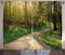 ABAKUHAUS Draussen Rustikaler Vorhang, Fußweg Green Park, Wohnzimmer Universalband Gardinen mit Schlaufen und Haken, 280 x 225 cm, Beige Grün
