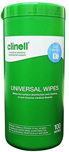 Clinell Universal Disinfecting Cleaning Medical Devices Equipment Surface Wipes Tub - Single Tub (100 Wipes per tub)