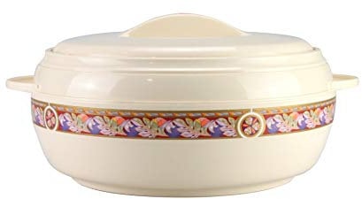 Asian Karishma Insulated Casserole Serving Dish With Lid Food Warmer Hot Pot Hot Food Storage Container Thermo Thermal Serving Dish 2500ml or 5000ml, Cream (2500ml)