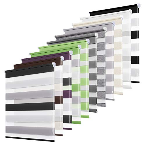 Doppelrollo klemmfix ohne Bohren Duo Rollos für Fenster mit Klemmträger, Fensterrollo lichtdurchlässig & verdunkelnd Wandmontage Sichtschutz- Weiß Grau Anthrazit B85 x H130cm (Stoffbreite 81cm)