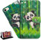 LEMAXELERS iPhone SE 2020 Hülle,iPhone SE 2020 / iPhone 8 Handyhülle Glitzer 3D Süßes Panda Bambus Flip Case PU Leder Cover Magnet Schutzhülle Ständer Handytasche für iPhone SE 2020,YX Panda Bamboo