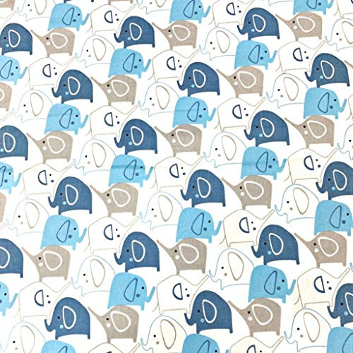 Pingianer 8,98€/m 100% Baumwolle 50x160cm Baumwollstoff Meterware Elefant Handwerken Nähen Stoff (Elefant Weiß Blau Grau)