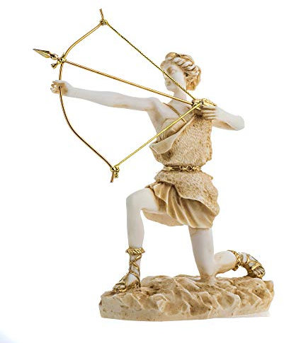 Göttin Artemis Diana Griechische Statue Natur Mond Goldton Alabaster 23,5 cm