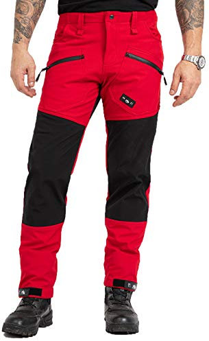 Rock Creek Herren Softshell Hose Cargohose Outdoorhose Wanderhose Herrenhose Wasserdicht Skihose Arbeitshose Winterhose Trekkinghose H-245 Rot S