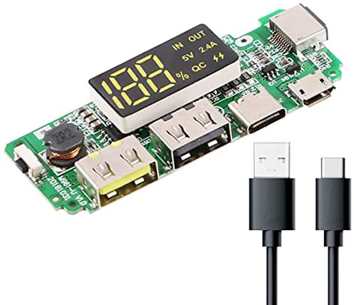 Tyenaza Charging Board, Voltage Testers, 5V 2.4A Dual USB Circuit Board, H961-U PCBA Lithium Battery Charger Board with Overcharge Overdischarge Short Circuit Protection