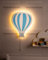 Marco Paul Blue Hot Air Balloon Wooden White LED Night Light ‎Battery Powered Night Light Kids Room Decor Wall Lights Wall Mounted Nursery Bedside Lamp Baby Gifts Bedroom Decor Lighting