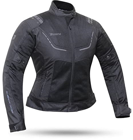 DEGEND BREEZE EVO LADY Schwarz | Motorradjacke Damen mit Protektoren - Atmungsaktive Protektorenjacke Wasserdicht mit Belüftung - Motorrad Zubehör - Motorrad Jacke Damen Schwarz
