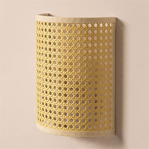 QJUZO Rustikale Bambus Wandlampen, E27 Kreative Bambus Rattan Wandleuchte Vintage Bambus Gewebte Lampe Innendekoration Wandbeleuchtung Für Schlafzimmer Korridor Wohnzimmer Treppe,A