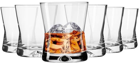 Krosno Whiskey Glasses Drinking Tumblers | Set of 6 | 290 ML | X-Line Collection | Gin Water Cocktail Glasses Gift Box | Perfect for Home, Restaurants and Kitchen | Dishwasher Safe Tumbler Glasses