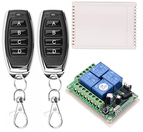 fushionsea DC 12 V Telecomando Interruttore 4 Canali Universale 433 Mhz Telecomando Interruttore Momentaneo per il Controllo Wireless e altro ancora
