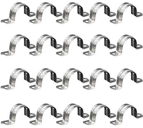 SHULLIN 20 Stück 304 Edelstahl U-Rohrschelle Zweiloch-Rohrschellen Verbindungsring 16mm Edelstahl Befestigungsschelle Schlauchschelle Karte Reitkarte Sattel Sattelgurt Rohrschelle für kabelrohr (M25)