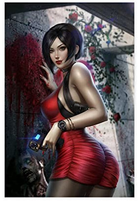 MJKO Resident Evil Ada Wong 9 Leinwand-Poster, Wandkunst, Dekor, Bild, Gemälde für Wohnzimmer, Schlafzimmer, Dekoration, Rahmen-Stil, 50 x 75 cm