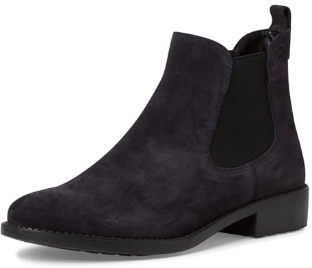 Tamaris Damen Chelsea Boots Leder Blockabsatz; NAVY/blau; 38 EU