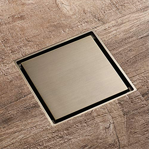 Duschrinn 10x10cm Bodenablauf Messing Duschablauf Quadrat Duschabfluss mit Bodenablaufabdeckung, Haarfilter, Desodorierender Kern aus ABS, Grüne Bronze,Style 1