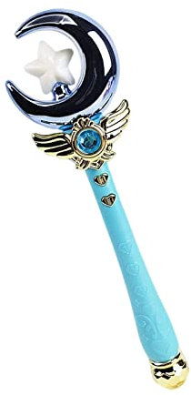 perfk Prinzessinnen-Zauberstäbe für Mädchen mit Licht und Musik, Kostümzubehör, Gastgeschenke für Karneval, Geburtstagsfeier, Rollenspiel, Halloween, Blauer Mond