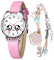 KDM Montre Enfant Fille Design Sport Étanche Mignonne Dessin Montres Quartz Cuir Cadeau Rose