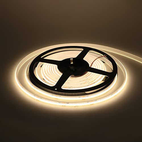 Wisada COB LED Streifen 12m, 24V Wasserdichte IP68 Lichtband, 320LEDs/m Superhell Flexibler Warmweiß Band, Rot/Weiß 2-Adrig Lichterketten für Aquarium, Schwimmbad