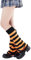 Durio Warme Stulpen Damen Gestrickte leg warmers y2k lange Beinwärmer für Cosplay Halloween Party und Yoga japanische sommer dünne beinstulpen Gothic socken Orange und Schwarz Streifen Einheitsgröße