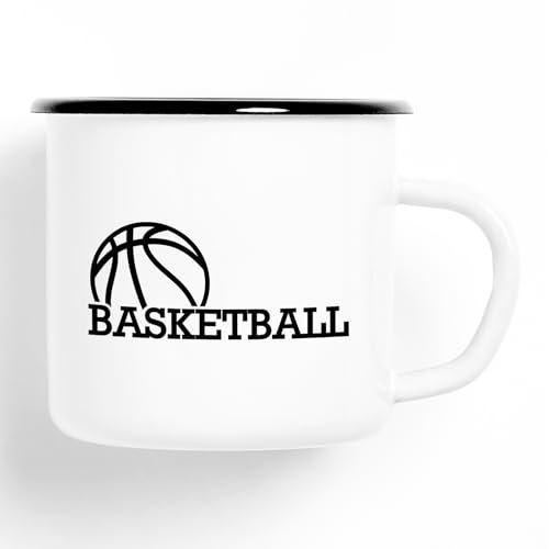 Huuraa Emaille Tasse Basketball Ball Geschenk 300ml Vintage Emaille Becher Basketball Geschenkidee