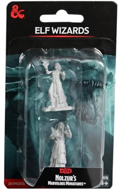 WizKids D&D Nolzur's Marvelous Miniatures: Elf Wizards Dungeons and Dragons Unpainted Miniatures, Undefined
