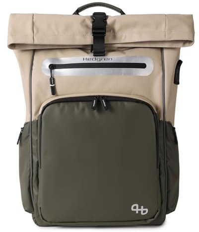 Hedgren Hub Uni-Rucksack für Erwachsene, 1 Stück, Beige/OLIVE, L, Casual