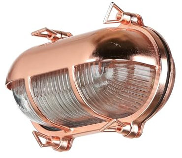 Licht-Erlebnisse Außenleuchte Wand Messing Glas in Kupfer IP64 Hof Hauseingang T:11 cm E27 Schiffslampe Maritim Outdoor Wandleuchte Garage SKIATHOS