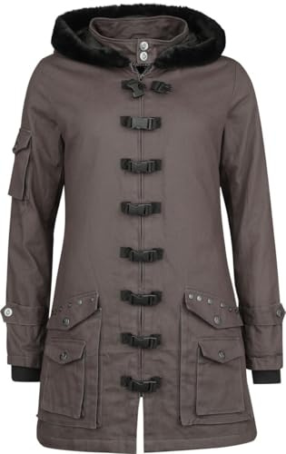 Gothicana by EMP Damen dunkelgraue Übergangsjacke leicht gefüttert mit Gehschlitz hinten
