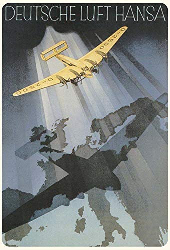 Ontrada Blechschild 12x18cm gewölbt Reklame Plakat Deutsche Lufthansa Schild
