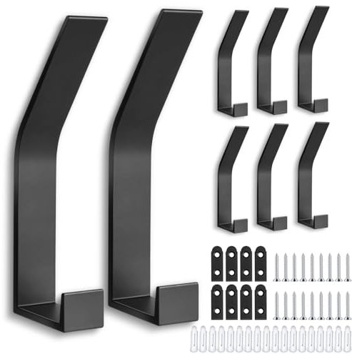 flintronic 8 Stück Schwarz Kleiderhaken, Garderobenhaken Wand, Unsichtbarer Schraub Handtuchhaken, Moderne Wandhaken Garderobenleiste für Jacken, Mäntel, Taschen, Schals, Handtuch, Handtaschen, Mehr
