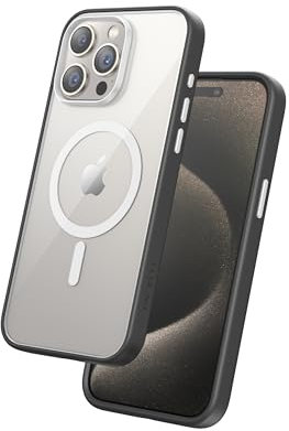 FLOLAB Surtect Tri-Fusion Magnetische Schutzhülle für iPhone 15 Pro Max, schlankes Design, Magsafe-kompatibel, militärischer Rahmen, transparent, arktisches Weiß