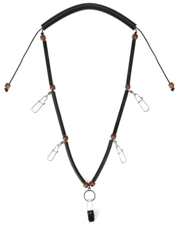 Booms Fishing LY1 Fly Fishing Lanyard Necklace with 5 Clips, Adjustable Tool Holder with Neck Strap
