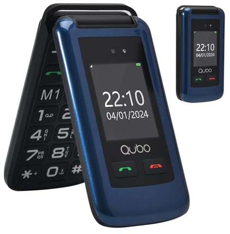 Qubo 4G Mobile Flip Phone Simple for Senior Dual SIM Unlocked Basic Unlocked Mobile Phone with Large Display Big Buttons and | SOS Button | FM Radio | Torch |1000mAh Battery (Blue)
