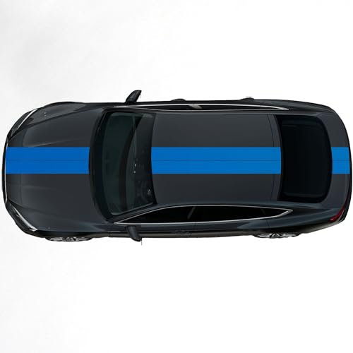 Kiwistar - Autoaufkleber Rallye Streifen - 2 Sticker 20 x 400 cm - blau glänzend - selbstklebend - Viperstreifen für Auto, Motorhaube, Karosserie - Tuning Aufkleber Racing Deko