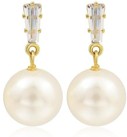 LIHELEI Perlen Ohrringe für Damen, 18 Karat Gold mit Zirkonia, 10 mm Süßwasser-Zuchtperlen, Nadelohrringe aus 925er Silber, Schmuckgeschenk für Frauen und Mädchen