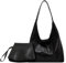 WHAPELQ 2-in-1-Tragetasche für Damen, mit Tasche, Geldbörse, Leder, Hobo-Umhängetasche, große Kapazität, Handtasche mit verstellbarem Riemen für Shopping, Arbeit, khaki
