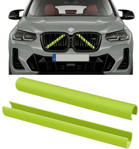 TTCR-II 2PCS Frontgrill Einsatz,Streifen Kühlergrill Einsätze Zierleiste Kompatibel mit BMW X3 F25 G01/ X4 F26 G02/X5 E70 F15 F85 G05/X6 E71 F16 F86 G06/X7 G07 Grill Streifen-Grün