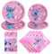 YHBGUSSS Party teller 51 pcs Geburtstag Party Geschirr, stitch Partygeschirr Set, Pappteller Kindergeburtstag,Pappteller Servietten Tischdecke