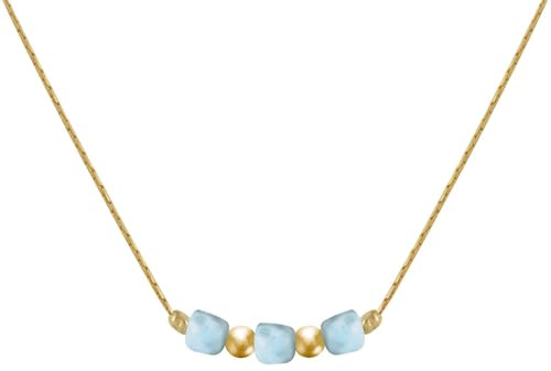 LES POULETTES BIJOUX - Gold Filled Halskette Drei Kleinen Larimar Würfel
