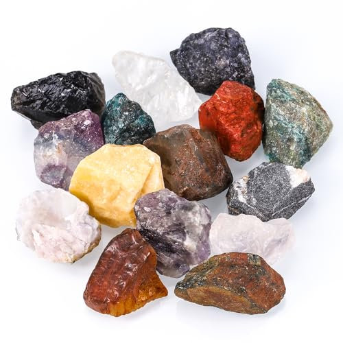 Huiguli 15pcs Cristalli Curativi Grezzi, Pietre Naturali Cristalloterapia per Guarigione Reiki, Decorazione Rocce, Meditazione, Acqua di Pietra Preziosa, Pietre Chakra Naturali
