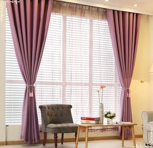 Daesar Vorhänge Blickdicht 2er Set, Verdunkelungsvorhang Ösen Modern Einfarbig 137x229CM Lila Vorhänge Gardinen Fenster Schlafzimmer Wohnzimmer
