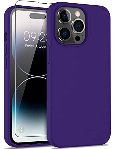 bemal for iPhone 11 Pro Max Case with Screen Protector - Slim Fit Liquid Silicone - Soft Microfiber Lining - Designed for Women and Girls - Shockproof Protective Phone Cover-Dark Purple