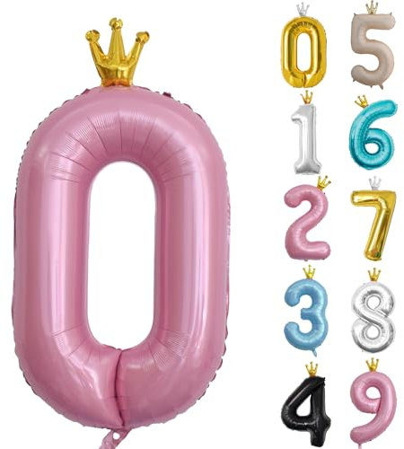 Zahl 0 Luftballon Rosa, 101cm Riesen Zahlenballon Nummer 0 1 2 3 4 5 6 7 8 9 10 16 18 21 30 40 50 60 70 80 90 100, 40 Groß Folienballons für Hochzeit Jubiläum, Geburtstagsballons Party Dekoration
