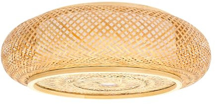 SAUADY Bambus Lampe Rattan Deckenleuchte Holz Weben Wohnzimmer Pendelleuchte Licht für Küchen Wohnzimmer Schlafzimmer Balkone 50 * 16CM
