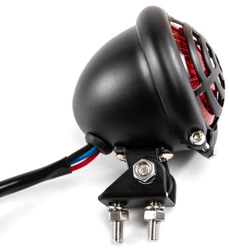 evomosa Motorrad Rücklichter 12V Bremslicht LED Motorrad Stop Rücklicht Rot Retro Kleine Runde Rückleuchte Rückhaltelampe (Schwarz)