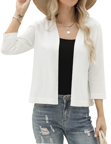 Aottori Cárdigan Mujer Manga 3/4 Ligero Sólido Elegante | Bolero, Chaqueta, de Punto, Frente Abierto, Casual, Básico, Abrigo, Top