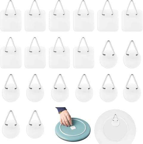 20 Haken in zwei Formen, selbstklebende Bilderhaken, Bildhaken zur Befestigung von Bildern an Wandpaneelen, Küche, Büro, Bad, Fotos und Dekorationen