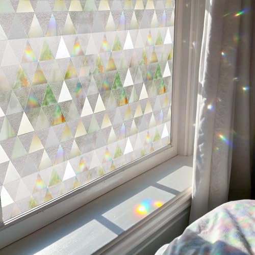 Window Film Privacy Window Film Privacy Film for Glass Windows, No Glue Anti UV Self Adhesive Sun Block Decorative Stickers for Glass Privacy, Static Cling for Bathroom and Door 44X200CM