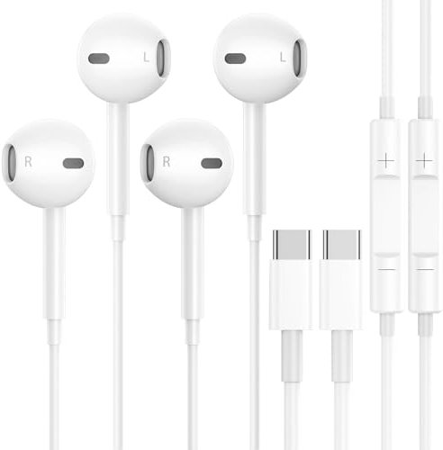 2Pack USB Type C Wired Earphones,HiFi Stereo In-Ear Noise Isolating Earbuds with Built-in Mic&Volume Control Compatible with i-Phone 16/15/Plus/ProMax,Galaxy S24/S23/Ultra/A53,i-Pad Pro/Air/Mini,Pixel