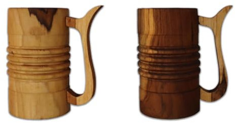 Habercrafts Teak Wood Beer Mug Glass Wooden Cup Wooden Drinking Mugs Tumbler Handmade Natural Wood (Set of 2)